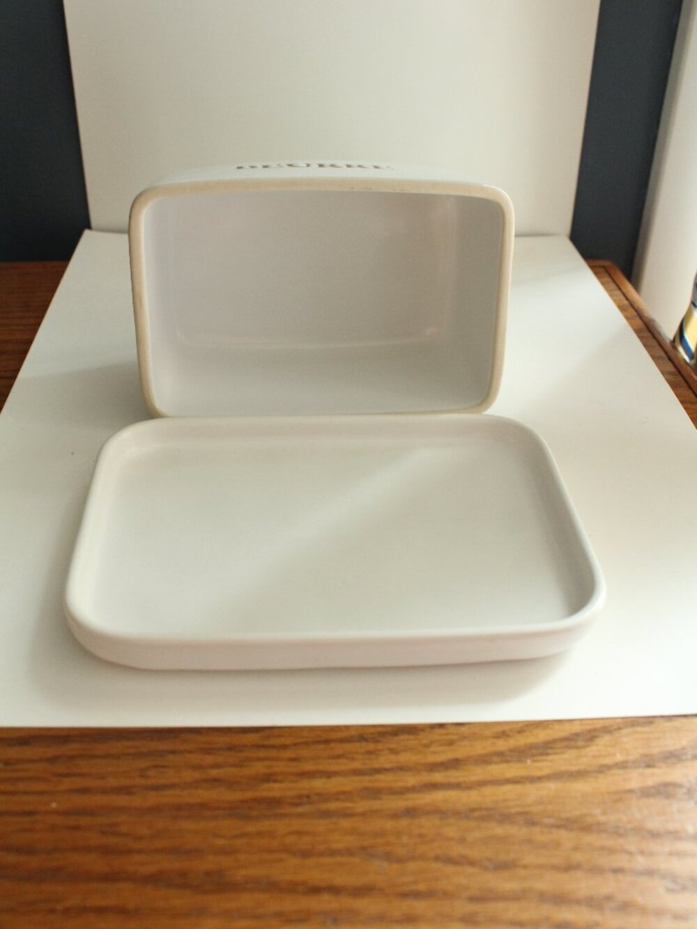 PC Off White Butter Dish with Lid Stoneware Full 1lb Butter - Picture 4 of 5